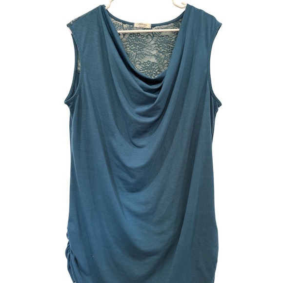 mea vecor Tops - Mea Veaor Teal Lace Back Cowl Neck Sleeveless Tank Top Womens Blouse Sz XL